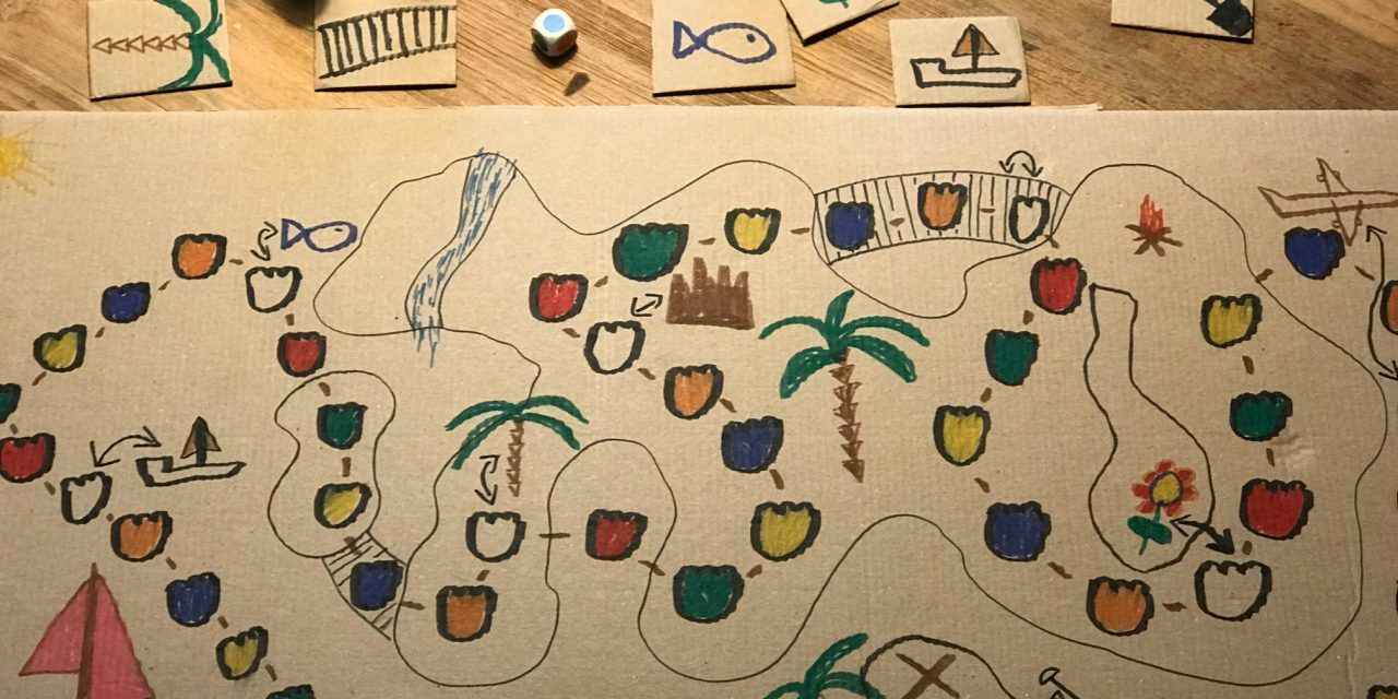 DIY Gesellschaftsspiel „DIE SCHATZSUCHE“ mit Farbwürfel für die ganze Familie